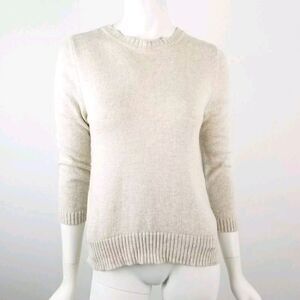 Zara Knit Beige 3/4 Sleeve Bow Back Angora Blend Sweater Womens Size Medium 
